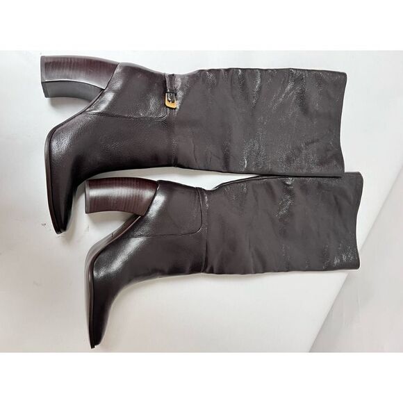 TORY BURCH Buckled pebbled-leather boots brown size 9 - Picture 9 of 11